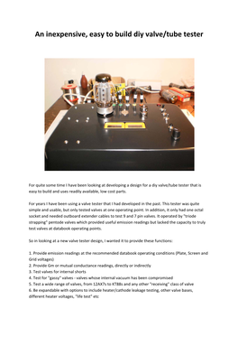 An Inexpensive, Easy to Build Diy Valve/Tube Tester