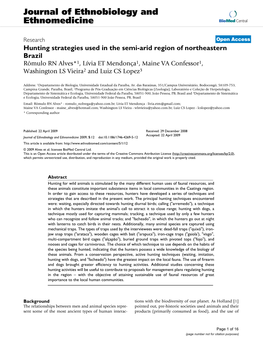 Journal of Ethnobiology and Ethnomedicine Biomed Central