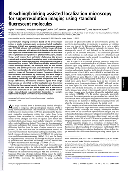 Bleaching/Blinking Assisted Localization Microscopy for Superresolution Imaging Using Standard ﬂuorescent Molecules