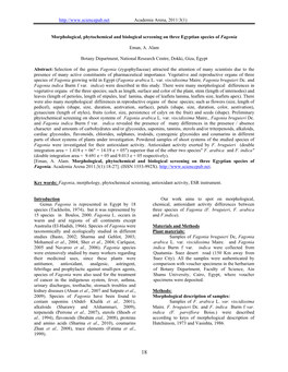 Morphological, Phytochemical and Biological Screening on Three Egyptian Species of Fagonia