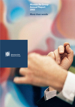 Than Words Munich Re Group Annual Report 2003