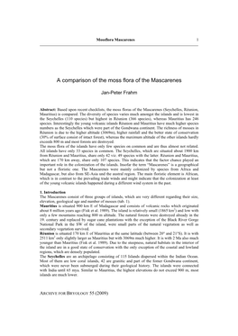 A Comparison of the Moss Flora of the Mascarenes