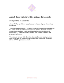 Aldrich Dyes, Indicators, Nitro and Azo Compounds