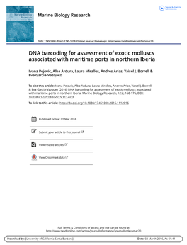 DNA Barcoding for Assessment of Exotic Molluscs Associated with Maritime Ports in Northern Iberia