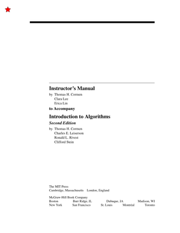 Instructor's Manual Introduction to Algorithms