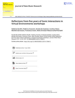 Reflections from Five Years of Sonic Interactions in Virtual Environments Workshops