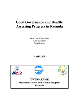 Good Governance and Health: Assessing Progress in Rwanda