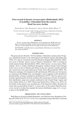 First Record of Epomis Circumscriptus Duftschmid