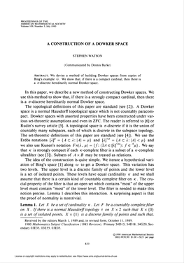 A CONSTRUCTION of a DOWKER SPACE Erdös Notations