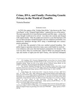 Crime, DNA, and Family: Protecting Genetic Privacy in the World of 23Andme