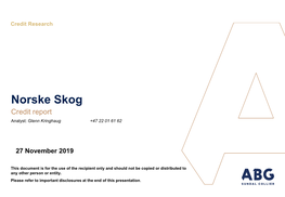 Norske Skog Credit Report Analyst: Glenn Kringhaug +47 22 01 61 62