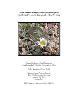 Status and Monitoring of Townsendia Microcephala (Smallheaded Townsend Daisy), Southwestern Wyoming