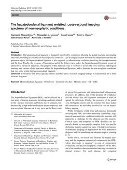 The Hepatoduodenal Ligament Revisited: Cross-Sectional Imaging Spectrum of Non-Neoplastic Conditions