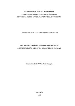 Universidade Federal Fluminense Instituto De Arte E Comunicação Social Programa De Pós-Graduação Em Mídia E Cotidiano