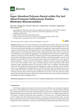 Super Absorbent Polymers Buried Within Dry Soil Attract Formosan Subterranean Termites (Blattodea: Rhinotermitidae)