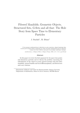 Fibered Manifolds, Geometric Objects, Structured Sets, G-Sets and All That: the Hole Story from Space Time to Elementary Particles