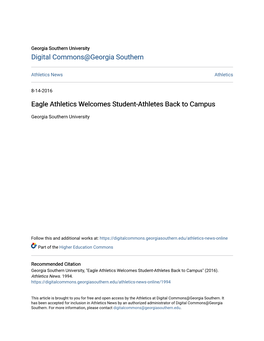 Eagle Athletics Welcomes Student-Athletes Back to Campus