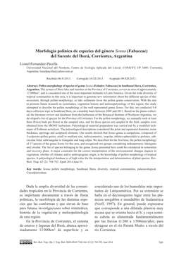 Morfología Polínica De Especies Del Género Senna (Fabaceae) Del Sureste Del Iberá, Corrientes, Argentina