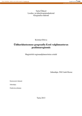 Üldharidusteenuse Geograafia Eesti Valglinnastuvas Pealinnaregioonis