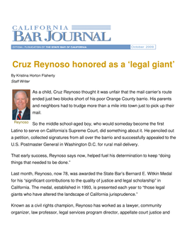 Cruz Reynoso Honored As a 'Legal Giant'