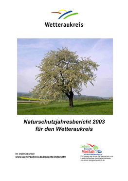 Naturschutzjahresbericht 2003 Für Den Wetteraukreis