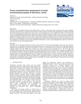 Fuzzy Comprehensive Assessment of Water Environmental Quality of Wei River, China