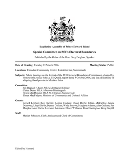 PEI's Electoral Boundaries