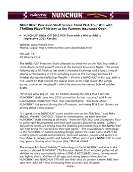 NUNCHUK® Precision Shaft Scores Third PGA Tour Win with Thrilling Playoff Victory at the Farmers Insurance Open