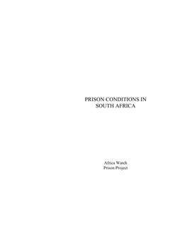 Prison Conditions in South Africa