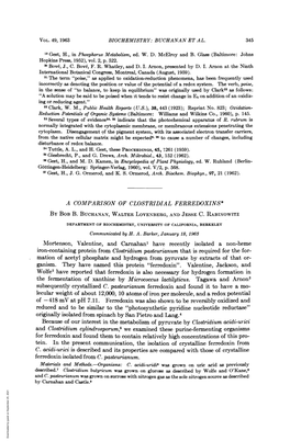 A COMPARISON of CLOSTRIDIAL FERREDOXINS* Mortenson