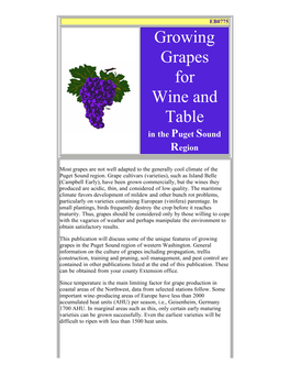 Growing Grapes for Wine and Table in the Puget Sound Region