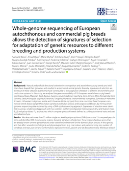 Whole-Genome Sequencing of European Autochthonous and Commercial Pig Breeds Allows the Detection of Signatures of Selection