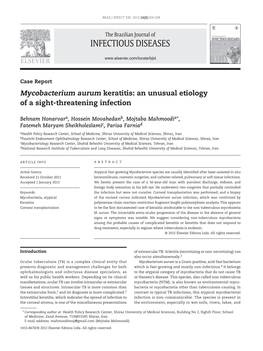 Mycobacterium Aurum Keratitis: an Unusual Etiology of a Sight-Threatening Infection