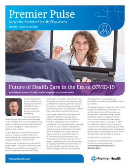 Premier Pulse News for Premier Health Physicians VOLUME 7 | ISSUE 5 | JULY 2020