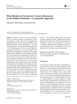 Diversification of Luzula Sect. Luzula (Juncaceae) on the Balkan Peninsula – a Cytogenetic Approach