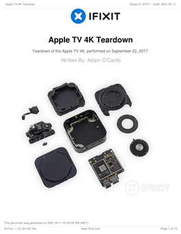 Apple TV 4K Teardown Guide ID: 97511 - Draft: 2021-05-11