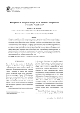 Rhizophores in Rhizophora Mangle L: an Alternative Interpretation of So-Called “Aerial Roots”