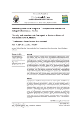 Biosaintifika 7 (1) (2015) Biosaintifika Journal of Biology & Biology Education