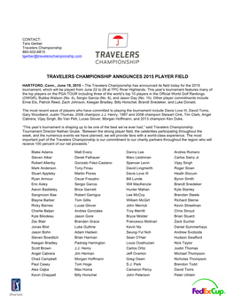 Travelers Championship Announces 2015 Player Field
