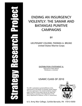 Ending an Insurgency Violently: the Samar and Batangas Punitive Campaigns