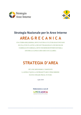 Area G R E C a N I C a Strategia D'area