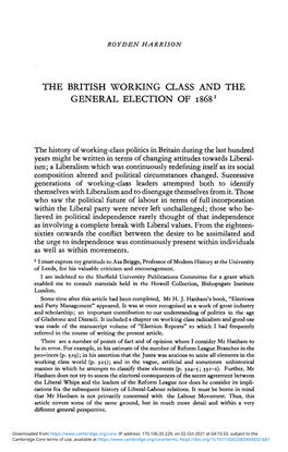 The British Working Class and the General Election of 1868 1