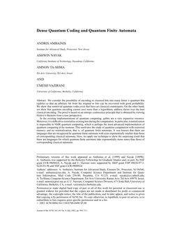 Dense Quantum Coding and Quantum Finite Automata