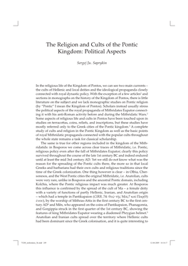 The Religion and Cults of the Pontic Kingdom: Political Aspects