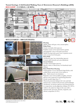 Tunnel Geology: a Self-Guided Walking Tour of Downtown Houston’S Buildings (2018) RED LOOP – 1/4 MILE (~20 MIN)