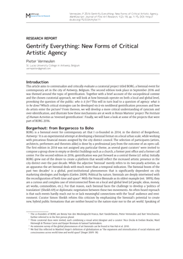 Gentrify Everything: New Forms of Critical Artistic Agency