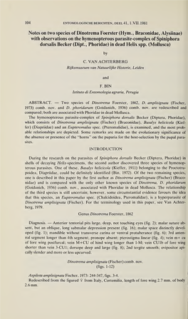 Notes on Two Species of Dinotrema Foerster (Hym., Braconidae