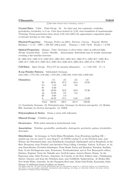 Ullmannite Nisbs C 2001-2005 Mineral Data Publishing, Version 1