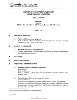 Regional Parks Committee Agenda April 3, 2019