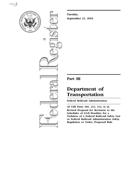 Department of Transportation Federal Railroad Administration